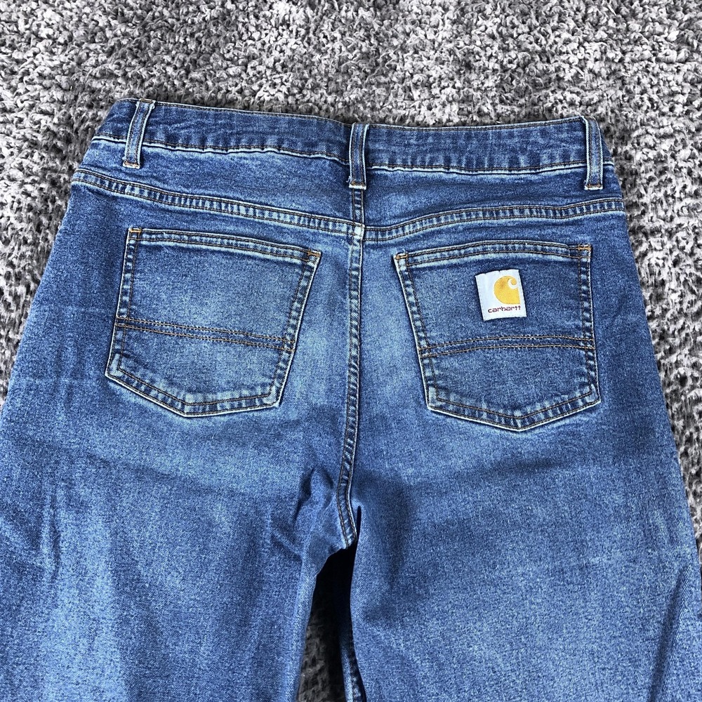 Carhartt Jeans‎ Womens 16 Blue Med Wash Relaxed Straight Stretch Workwear Denim